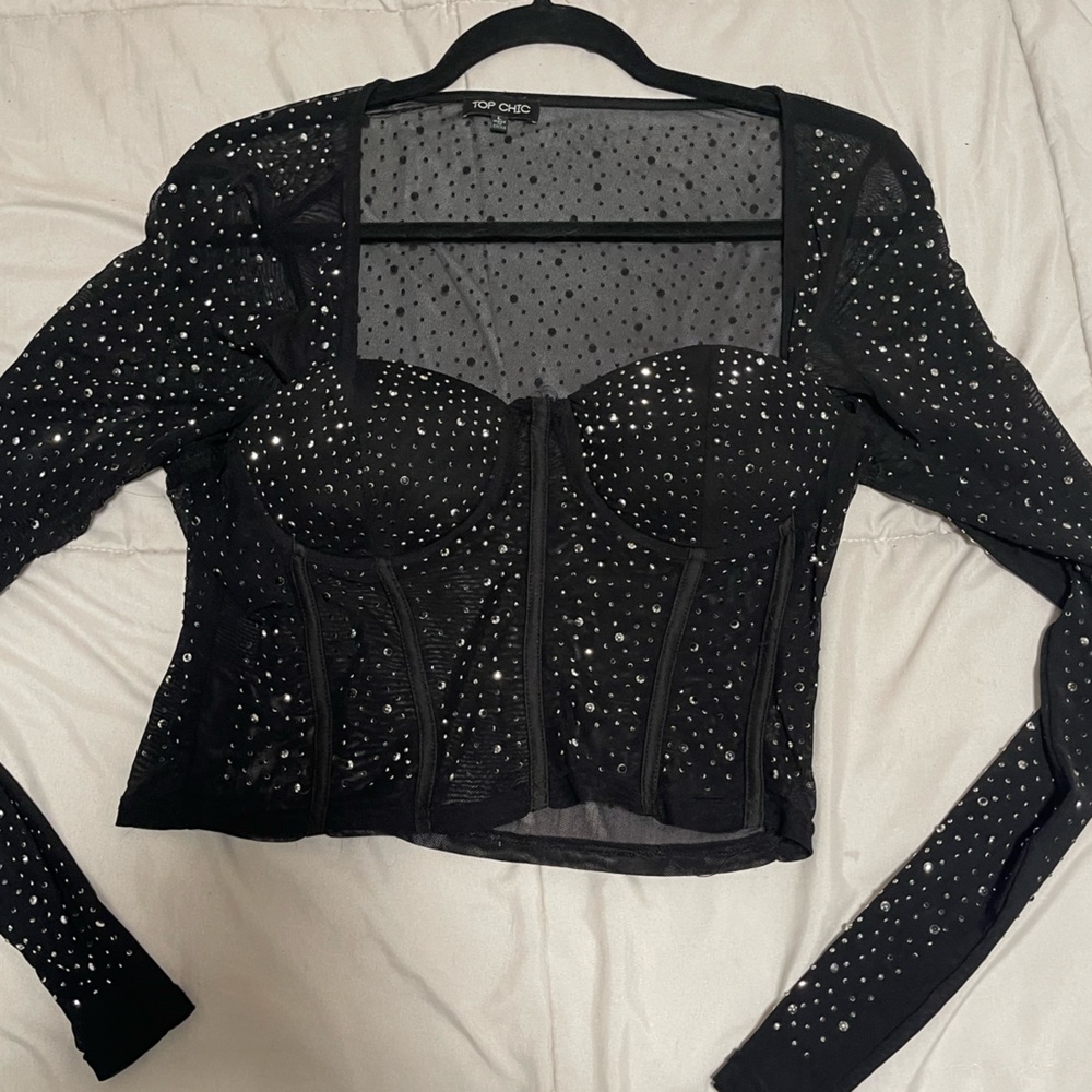 Black sexy see through sheer shirt